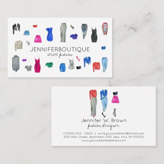 Straat Mode Ontwerper Consultant Clothing Popup Visitekaartje (Voorkant / Achterkant)