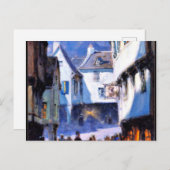 Straat, Moonlight, Mont-Saint-Michel fine art Briefkaart (Voorkant / Achterkant)
