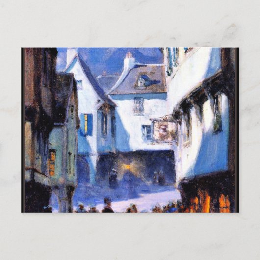 Straat, Moonlight, Mont-Saint-Michel fine art Briefkaart (Voorkant)