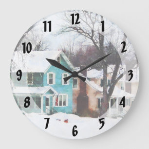 Straat na sneeuw grote klok