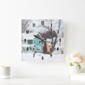 Straat na Sneeuw Vierkante Klok (Huis)