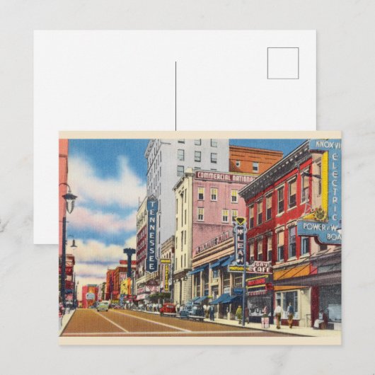Straat, naar het noorden kijken, Knoxville, Tennes Briefkaart (Voorkant / Achterkant)