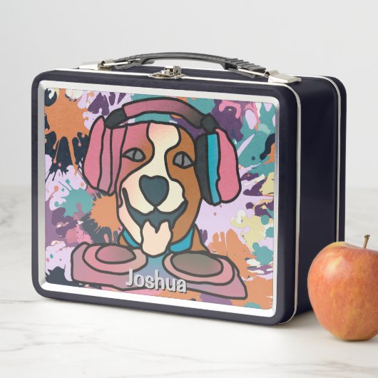 Straat Retro Hond met Hoofdtelefoon | grappig (In situ)