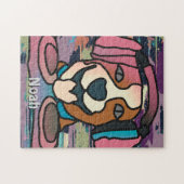 Straat Retro Hond met Hoofdtelefoon | grappig Legpuzzel (Horizontaal)