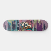Straat Retro Hond met Hoofdtelefoon | grappig Persoonlijk Skateboard (Horizontaal)