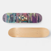 Straat Retro Hond met Hoofdtelefoon | grappig Persoonlijk Skateboard (Horizontaal)
