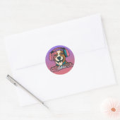 Straat Retro Hond met Hoofdtelefoon | grappig Ronde Sticker (Envelop)
