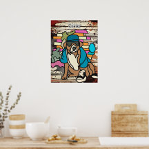 Straat Retro Hond, Pet en Sneakers | grappig gooie