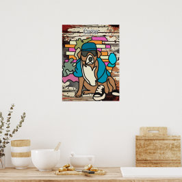 Straat Retro Hond, Pet en Sneakers | grappig gooie Poster
