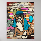 Straat Retro Hond, Pet en Sneakers | grappig gooie Poster (Voorkant)