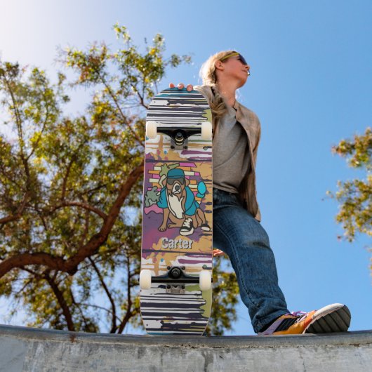 Straat Retro Hond, Pet en Sneakers | grappig Persoonlijk Skateboard (Buiten 1)