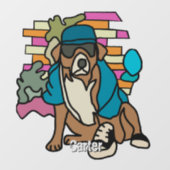 Straat Retro Hond, Pet en Sneakers | grappig Raamsticker (Vel)