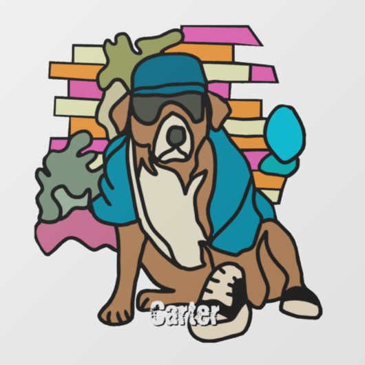 Straat Retro Hond, Pet en Sneakers | grappig Raamsticker (Vel)