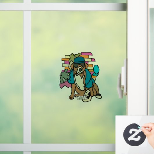 Straat Retro Hond, Pet en Sneakers | grappig Raamsticker (Huis)