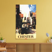 Straat Uitzicht met Clock Clock-rail met Couple &  Canvas Afdruk (Insitu (Woonkamer))