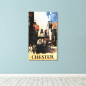 Straat Uitzicht met Clock Clock-rail met Couple &  Canvas Afdruk (Insitu (Houten vloer))