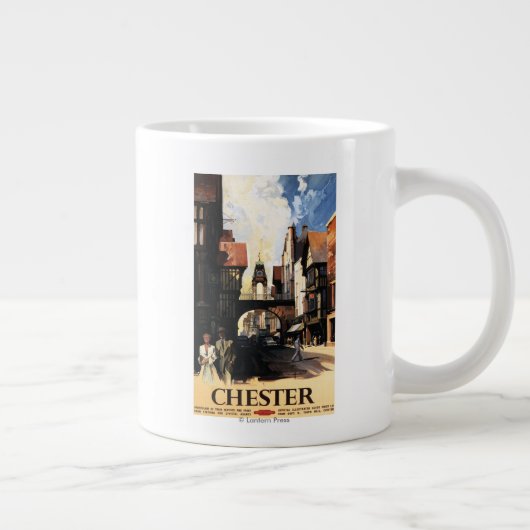 Straat Uitzicht met Clock Clock-rail met Couple & Grote Koffiekop (Rechts)