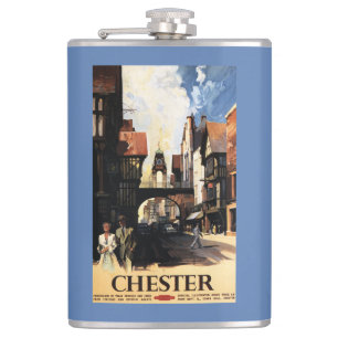 Straat Uitzicht met Clock Clock-rail met Couple & Heupfles