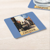 Straat Uitzicht met Clock Clock-rail met Couple &  Kartonnen Onderzetters (Schuin)