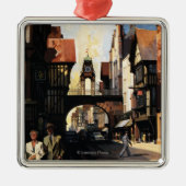 Straat Uitzicht met Clock Clock-rail met Couple &  Metalen Ornament (Voorkant)