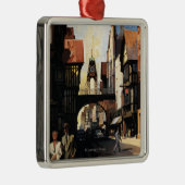 Straat Uitzicht met Clock Clock-rail met Couple &  Metalen Ornament (Rechts)