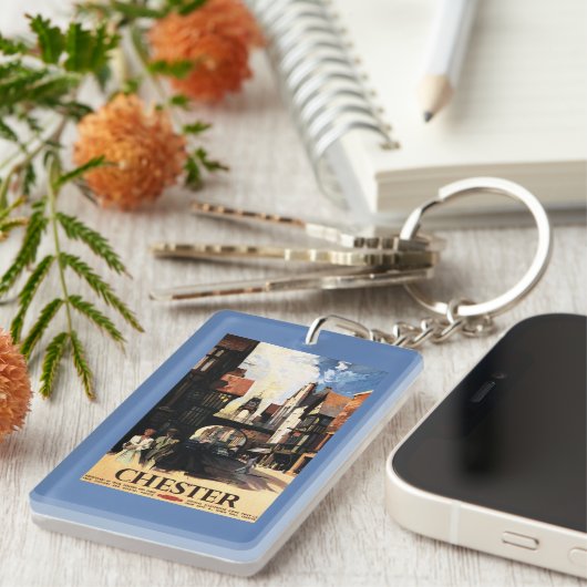 Straat Uitzicht met Clock Clock-rail met Couple &  Sleutelhanger (Voorkant Rechts)