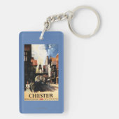 Straat Uitzicht met Clock Clock-rail met Couple &  Sleutelhanger (achterkant)