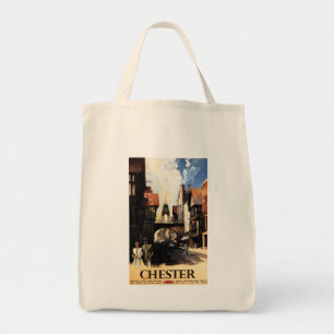 Straat Uitzicht met Clock Clock-rail met Couple & Tote Bag