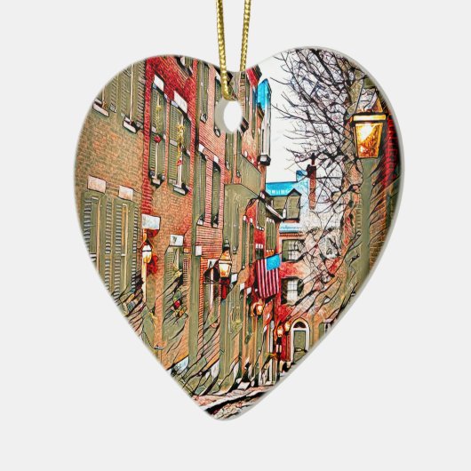 Straat van Boston Keramisch Ornament (Links)