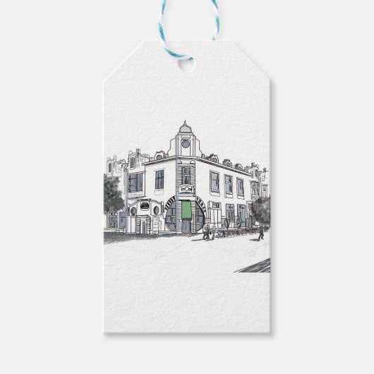straat van de oude stad cadeaulabel (Voorkant)
