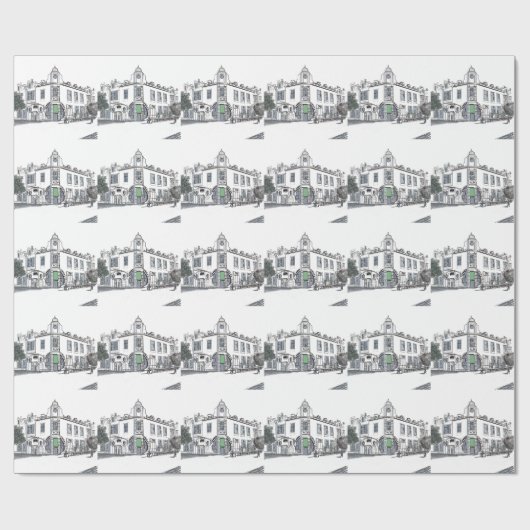 straat van de oude stad cadeaupapier (Vlak)