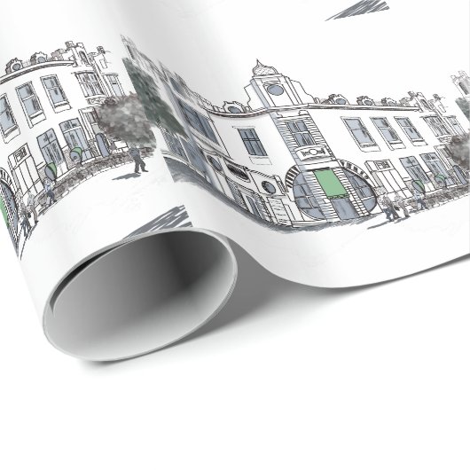 straat van de oude stad cadeaupapier (Rol Hoek)