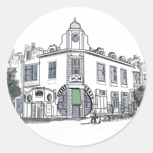 straat van de oude stad ronde sticker (Voorkant)