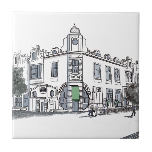 straat van de oude stad tegeltje (Voorkant)