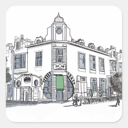 straat van de oude stad vierkante sticker (Voorkant)