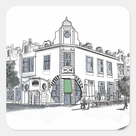 straat van de oude stad vierkante sticker (Voorkant)