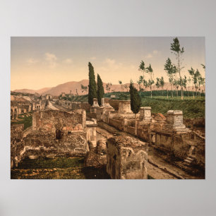 Straat van de Tombs, Pompeii, Campanië, Italië Poster