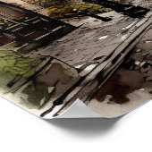 Straat van het Poster van de Waterverf van Parijs (Hoek)