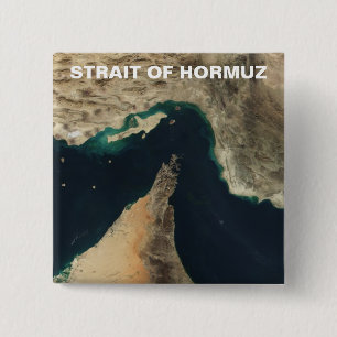 Straat van Hormuz Satellietbeeld Vierkante Button 5,1 Cm