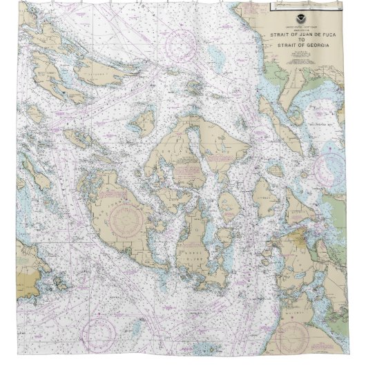 Straat van Juan de Fuca tot Straat van Georgia Douchegordijn (Voorkant)