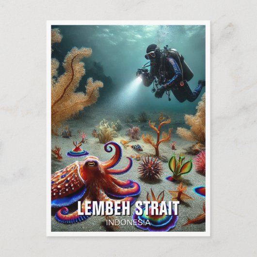 Straat van Lembeh Indonesië Scuba Diver Briefkaart (Voorkant)