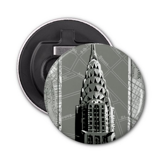 Straat van New York met Empire State Building Button Flesopener (Voorkant)