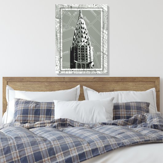 Straat van New York met Empire State Building Canvas Afdruk (Insitu (Slaapkamer))