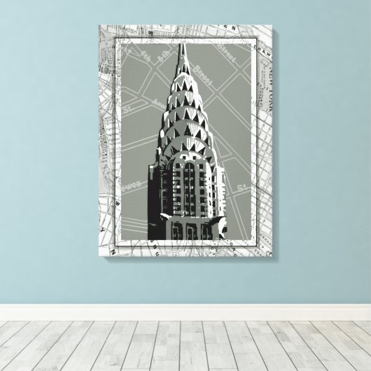 Straat van New York met Empire State Building Canvas Afdruk (Insitu (Houten vloer))