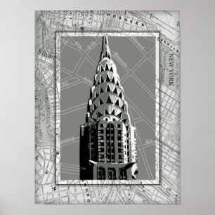 Straat van New York met Empire State Building Poster