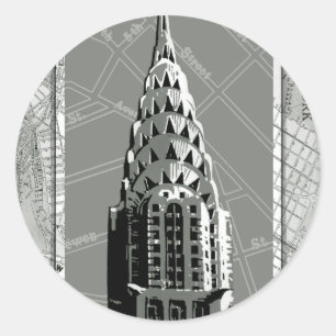 Straat van New York met Empire State Building Ronde Sticker