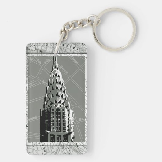 Straat van New York met Empire State Building Sleutelhanger (achterkant)