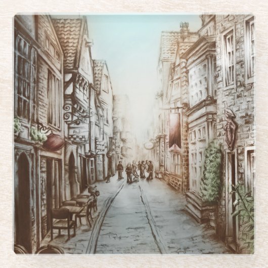 Straat van Parijs, Frankrijk - Pastorale  kunst Glazen Onderzetter (Voorkant)