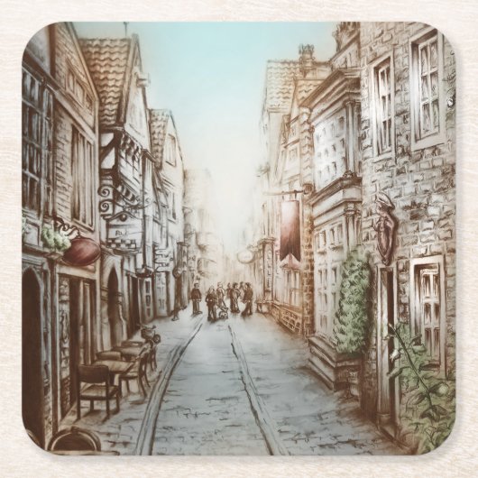 Straat van Parijs, Frankrijk - Pastorale  kunst Kartonnen Onderzetters (Voorkant)