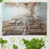 Straat van Parijs, Frankrijk - Pastorale  kunst Theedoek (Gevouwen)